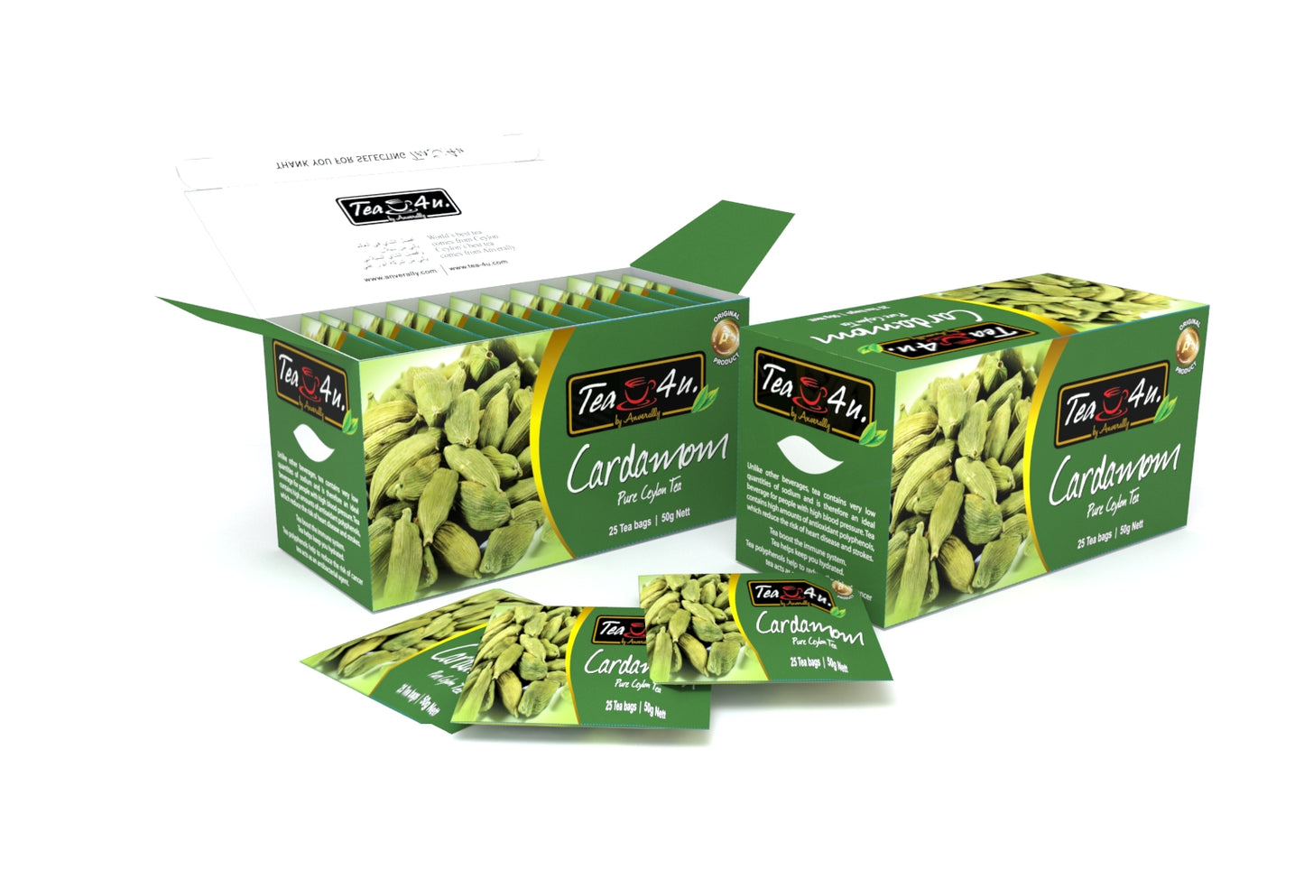 Tea4U Cardamom Flavored Black Teabags - Original Ceylon Tea