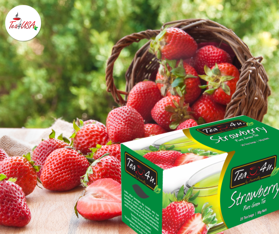 Tea4U Green Tea, Strawberry. 25 Teabags