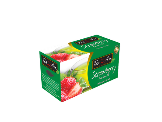 Tea4U Green Tea, Strawberry. 25 Teabags