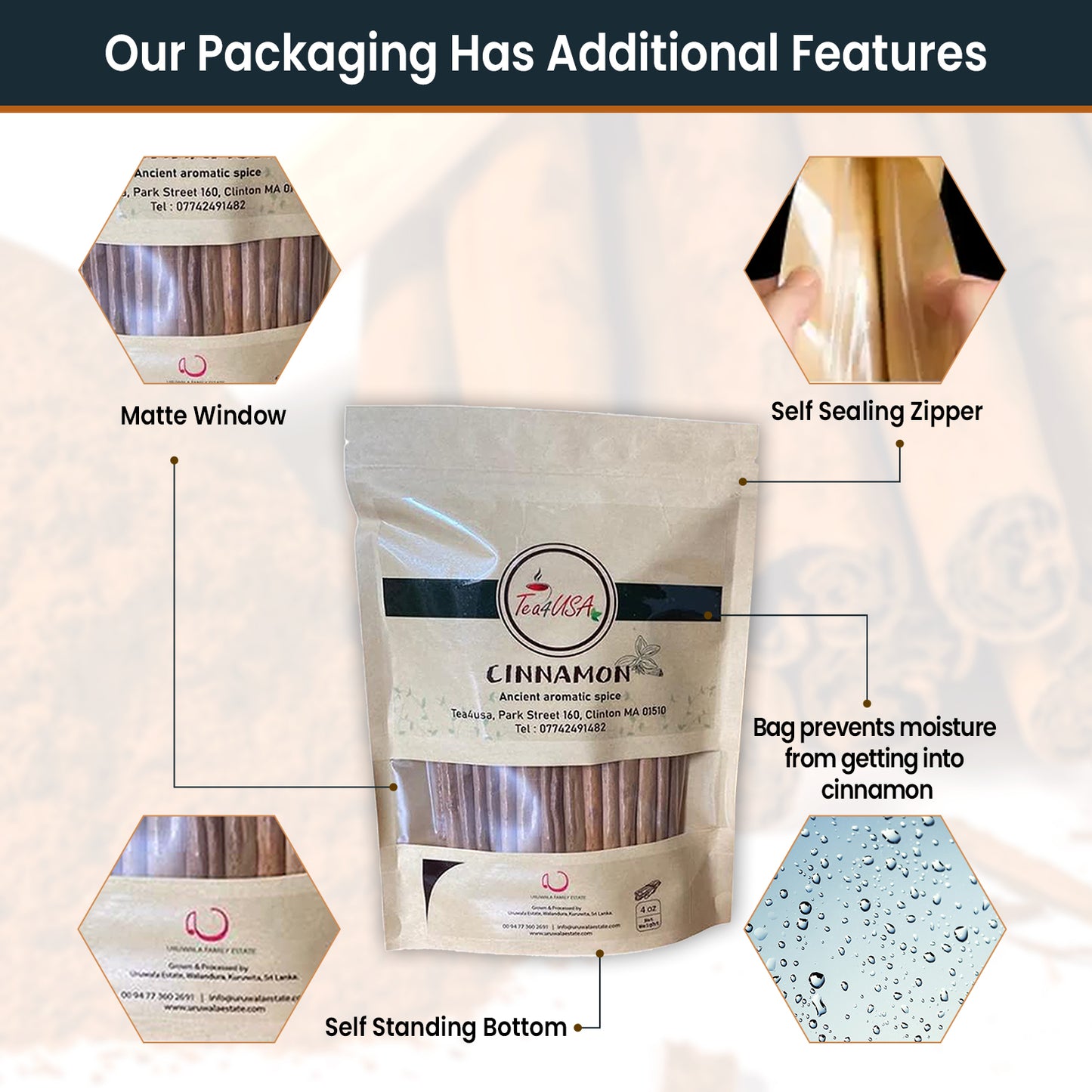 Cinnamon Spice sticks 4oz Bag by Tea4USA, Hand-picked from Sri Lanka