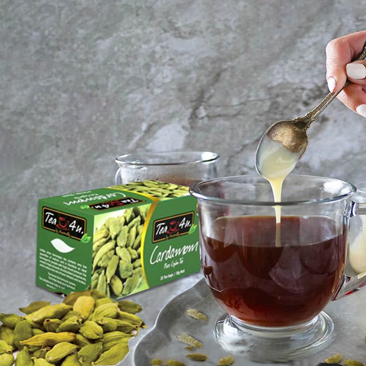Cardamom Flavored Original Ceylon Black handpicked Tea Leaves by Tea4U