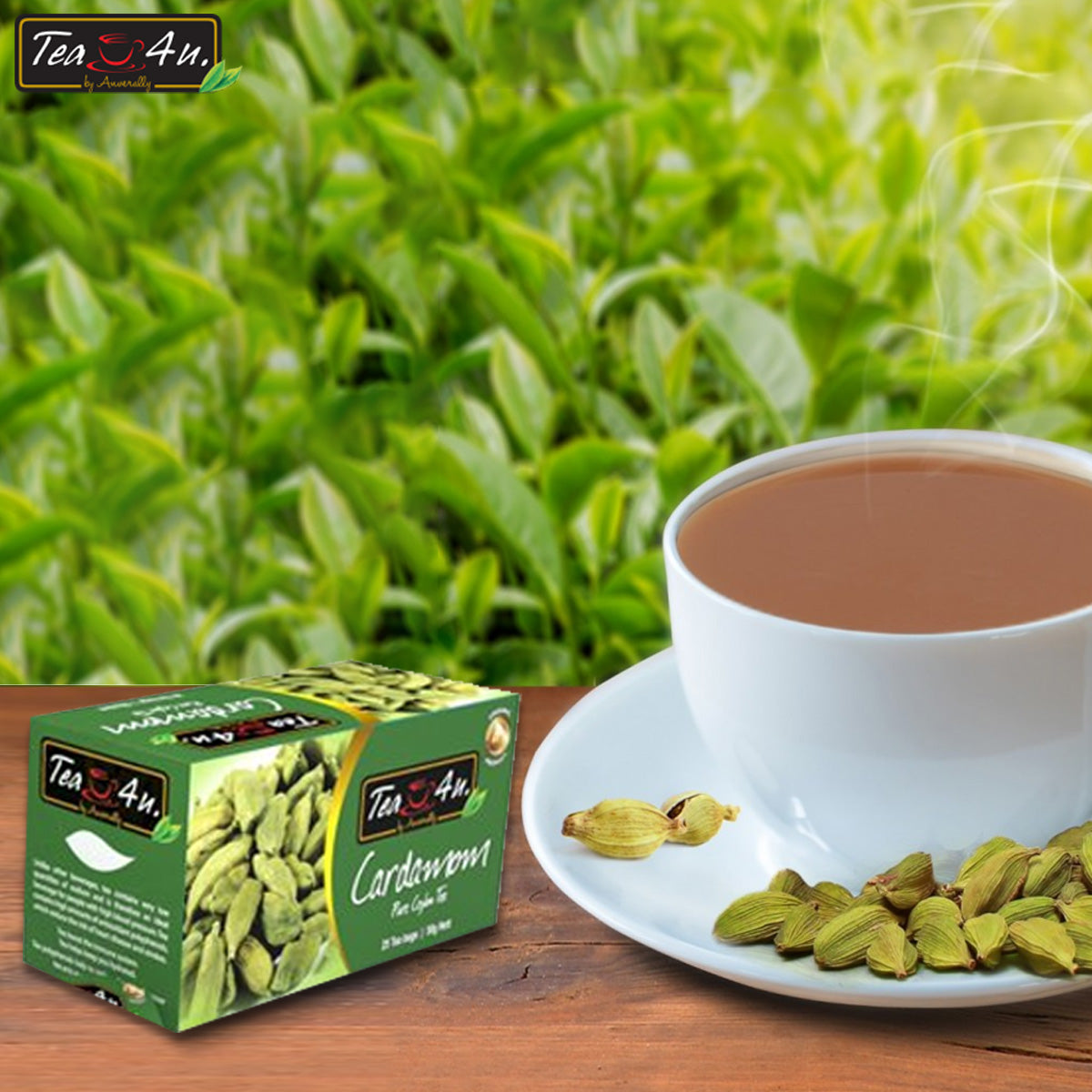 Cardamom Flavored Original Ceylon Black handpicked Tea Leaves by Tea4U