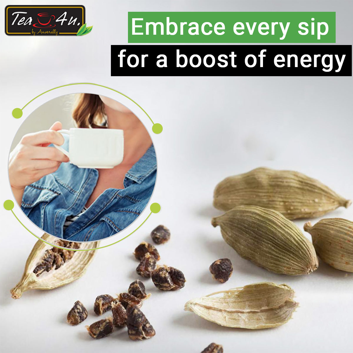 Cardamom Flavored Original Ceylon Black handpicked Tea Leaves by Tea4U