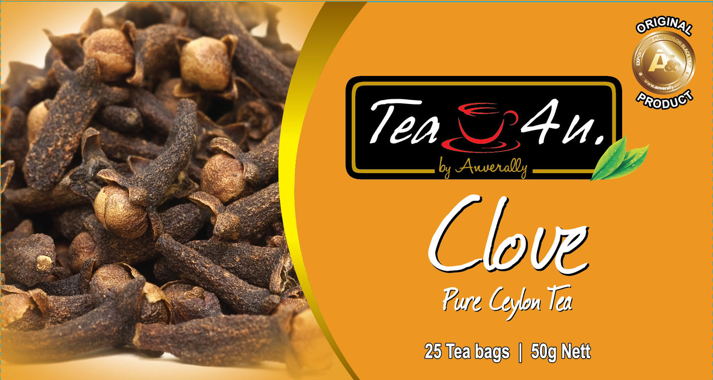 Close-up of Tea4U Clove Flavored Black Tea bag