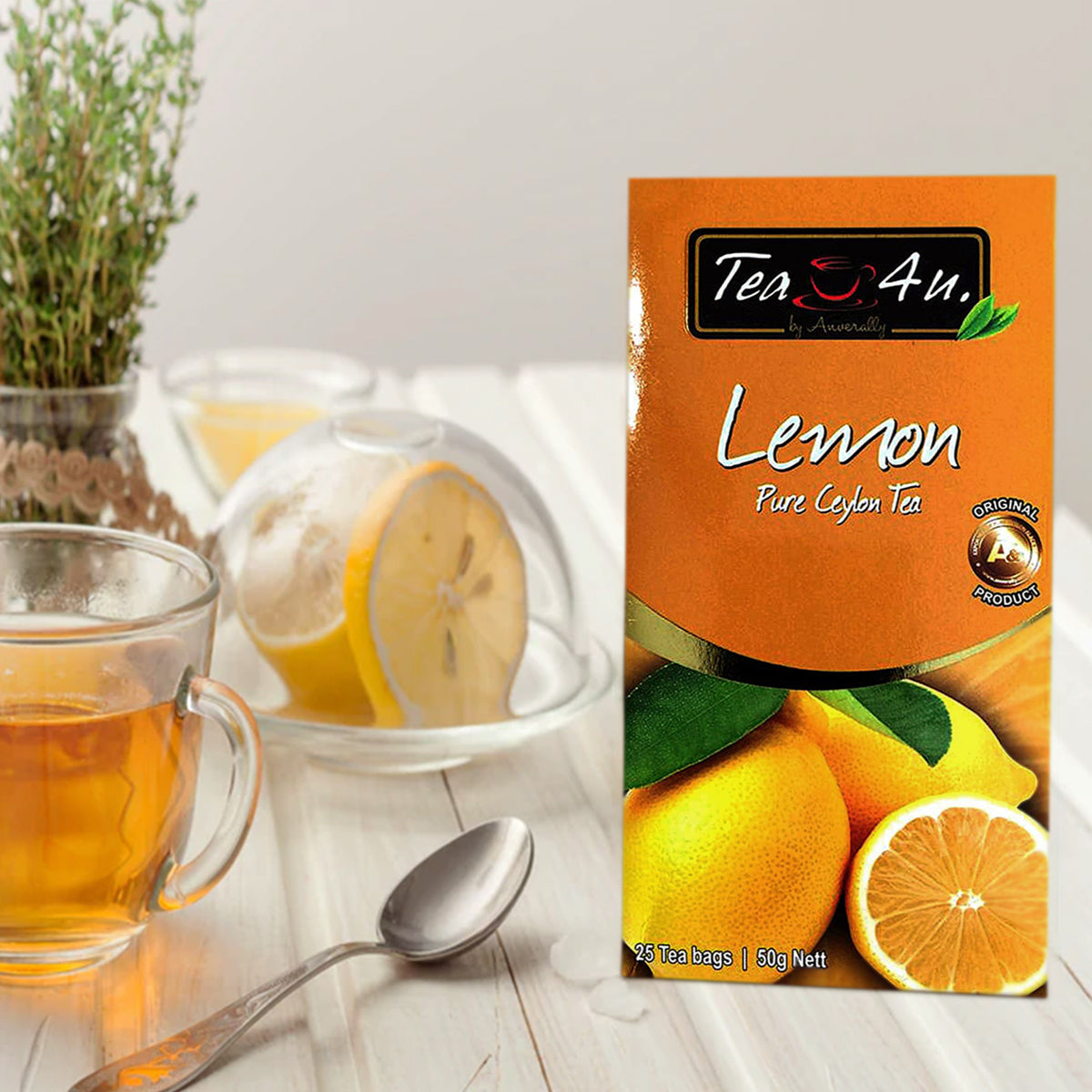 Tea4U Lemon Black Tea Bags - Original Ceylon Tea 25 Tea Bags