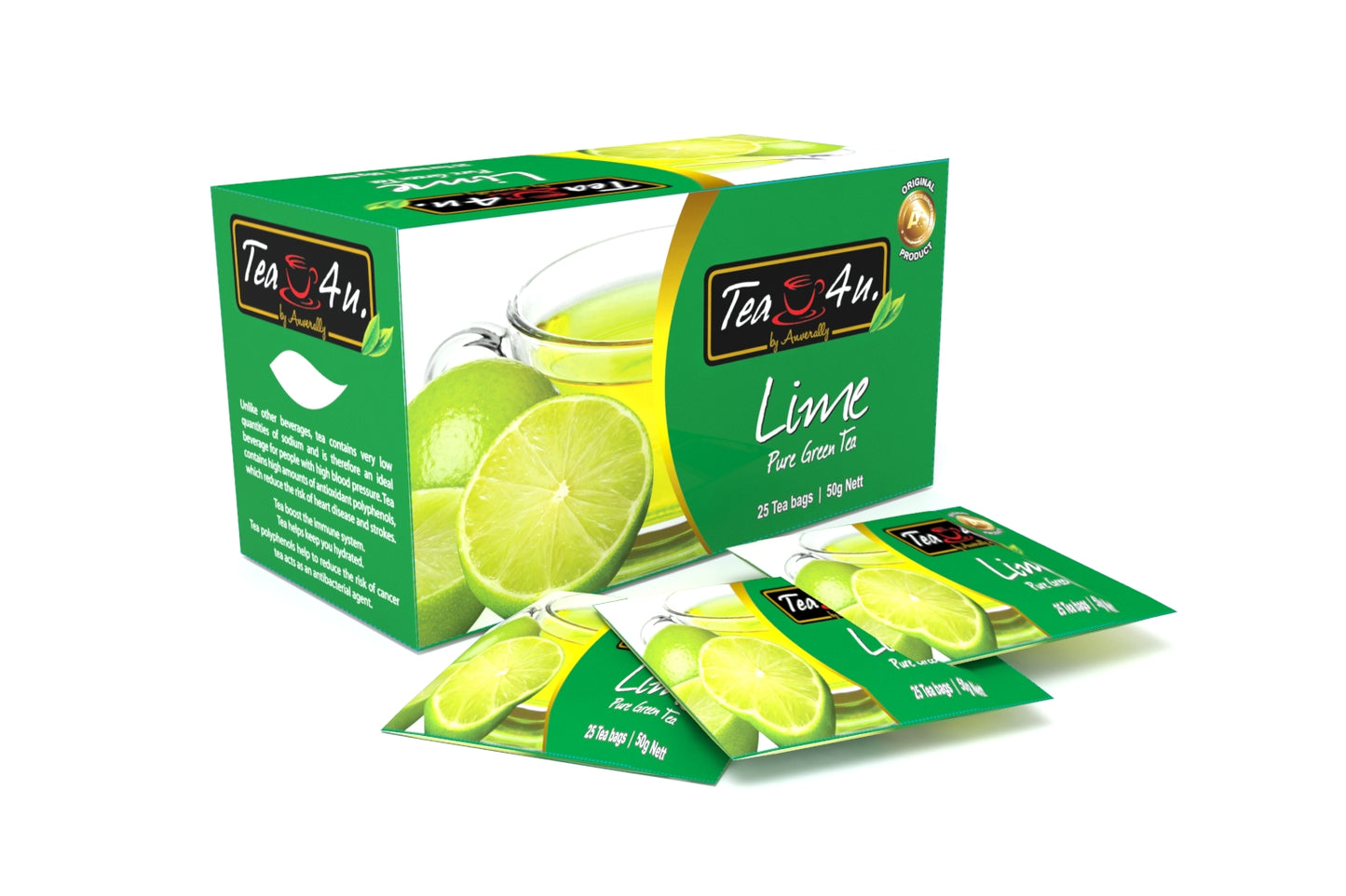 Tea4U Green Tea Bags with Lime