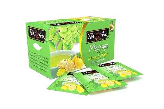 Moringa Lemon & Ginger Flavored Herbal 25 bags Tea4U Antioxidant Rich