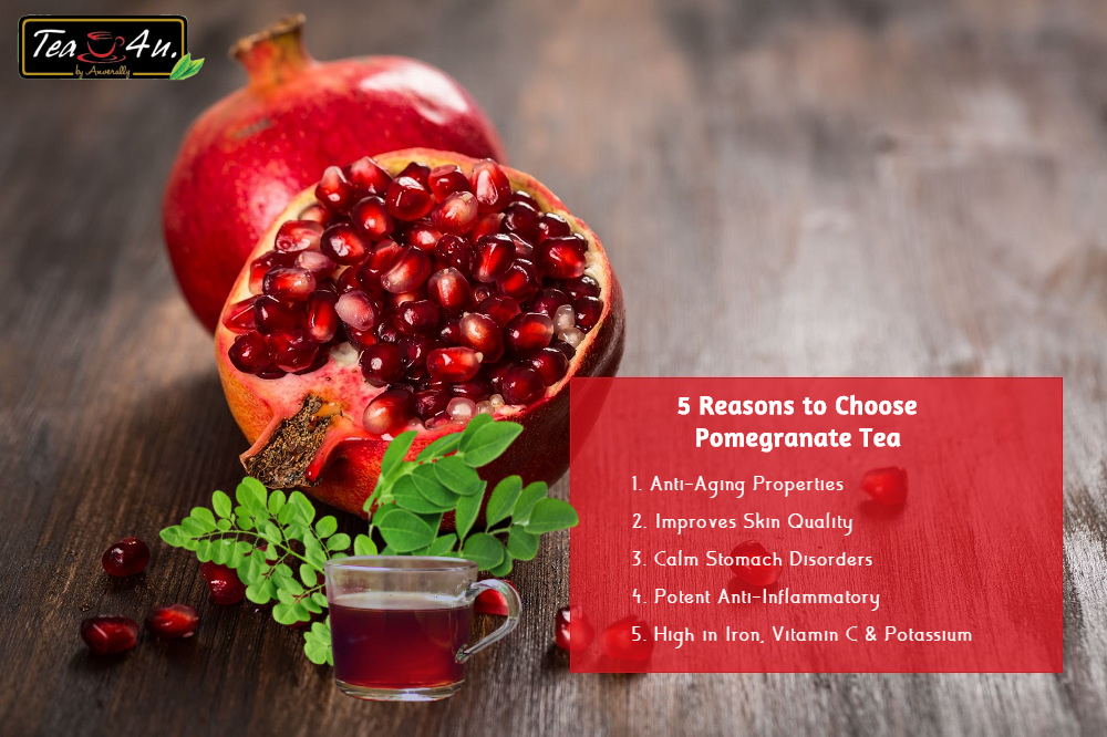 Moringa Pomegranate Flavored Herbal Energy Fruity Tea by Tea4U form Sri Lanka