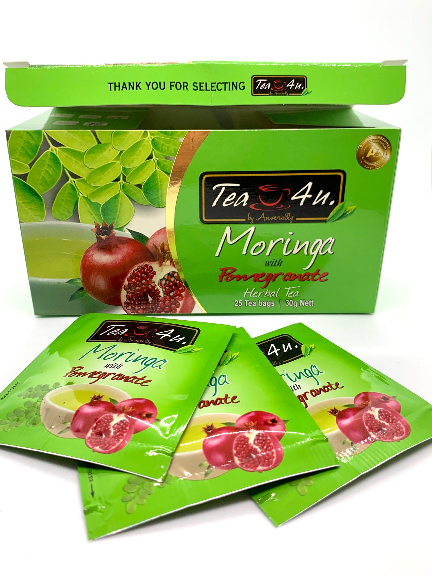 Moringa Pomegranate Flavored Herbal Energy Fruity Tea by Tea4U form Sri Lanka