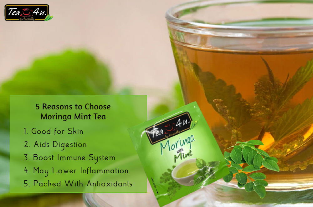 Tea4U hand picked Moringa Oleifera Flavored herbal fresh Mint tea