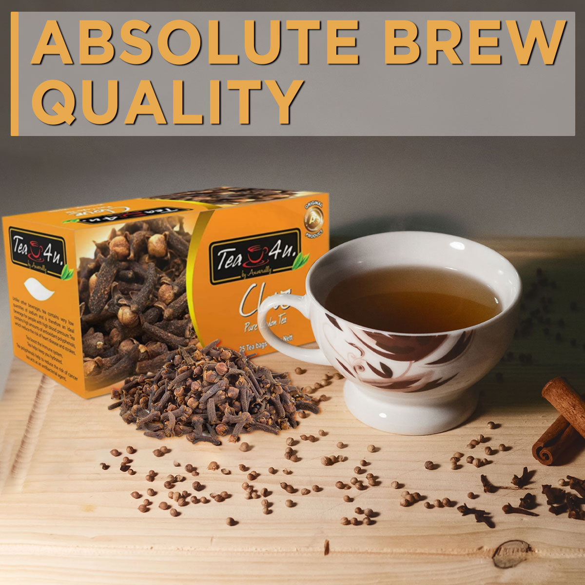 Multiple individually wrapped tea bags of Tea4U Clove Flavored Black Tea