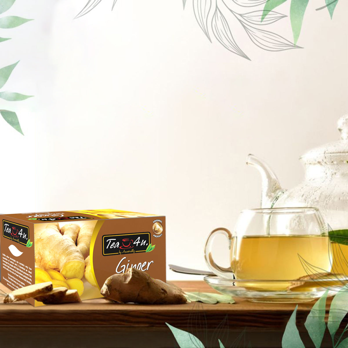 Tea4U Ginger Black Tea Bags - Original Ceylon Tea, 25 Tea Bags