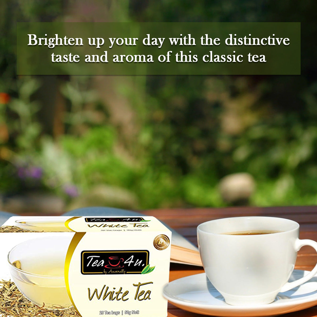 Tea4U, White , Ceylon Tea, 25 Tea Bags