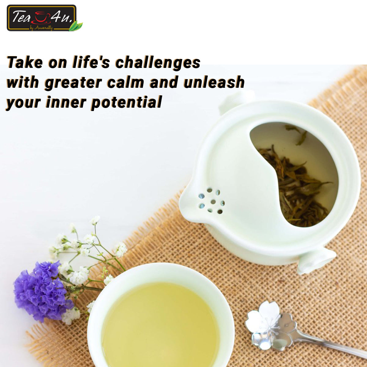 Tea4U, White , Ceylon Tea, 25 Tea Bags