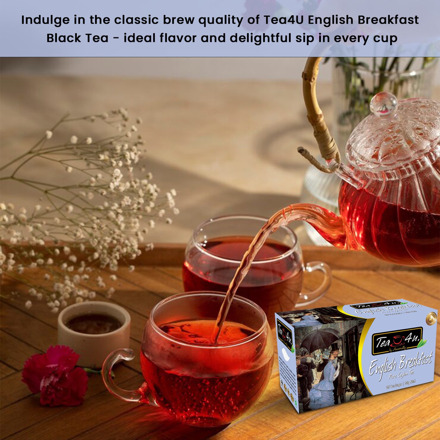 Tea4u English Breakfast, 25 Teabags, Ceylon tea.