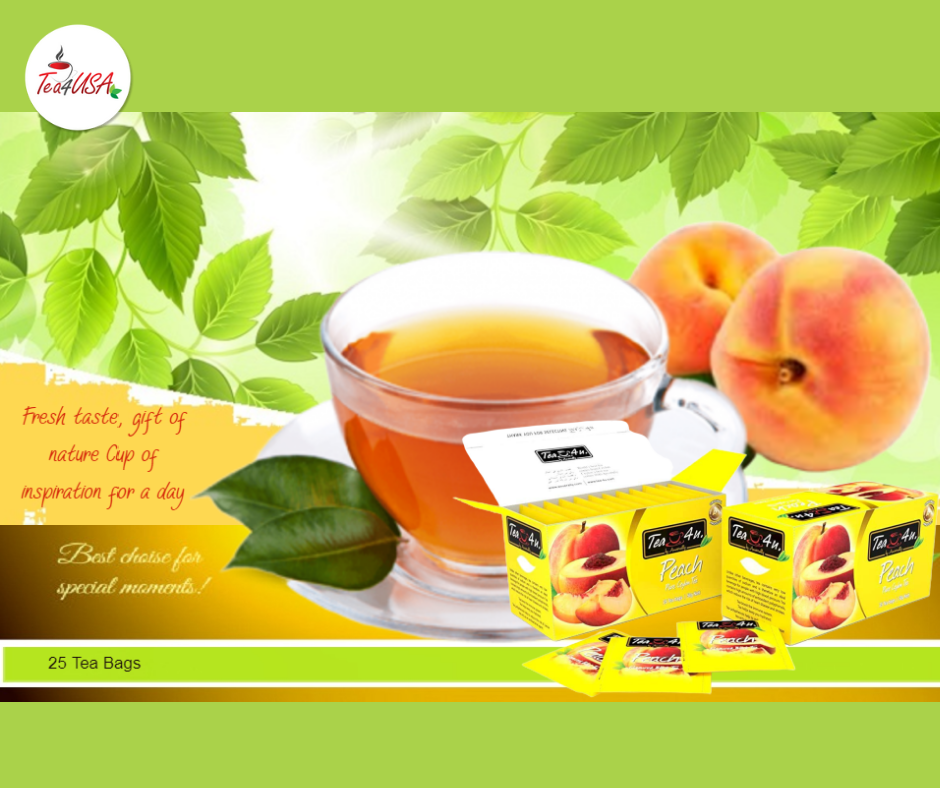 Original Ceylon Tea4U Peach Black Tea Bags - 25 Tea Bags