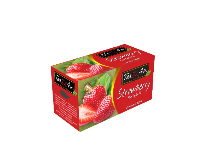 Tea4U Strawberry Black Tea Bags - Original Ceylon Tea 25 Tea Bags