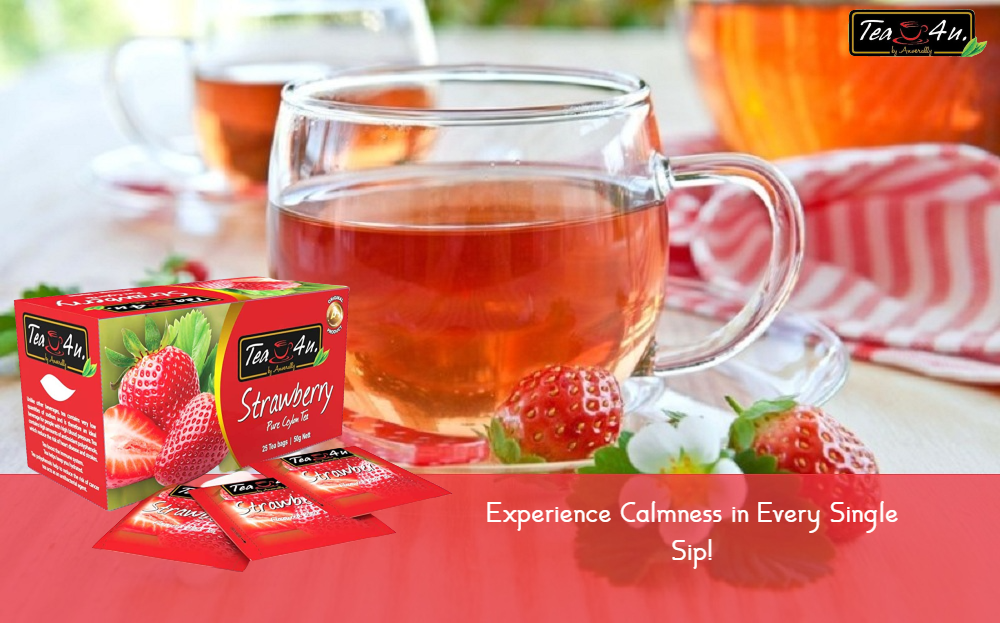 Tea4U Strawberry Black Tea Bags - Original Ceylon Tea 25 Tea Bags